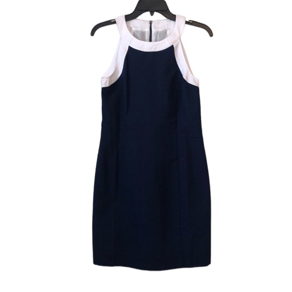 NWT Lauren James Arden Solid Seersucker Dress in Navy and White Contrast size XS - Picture 3 of 12